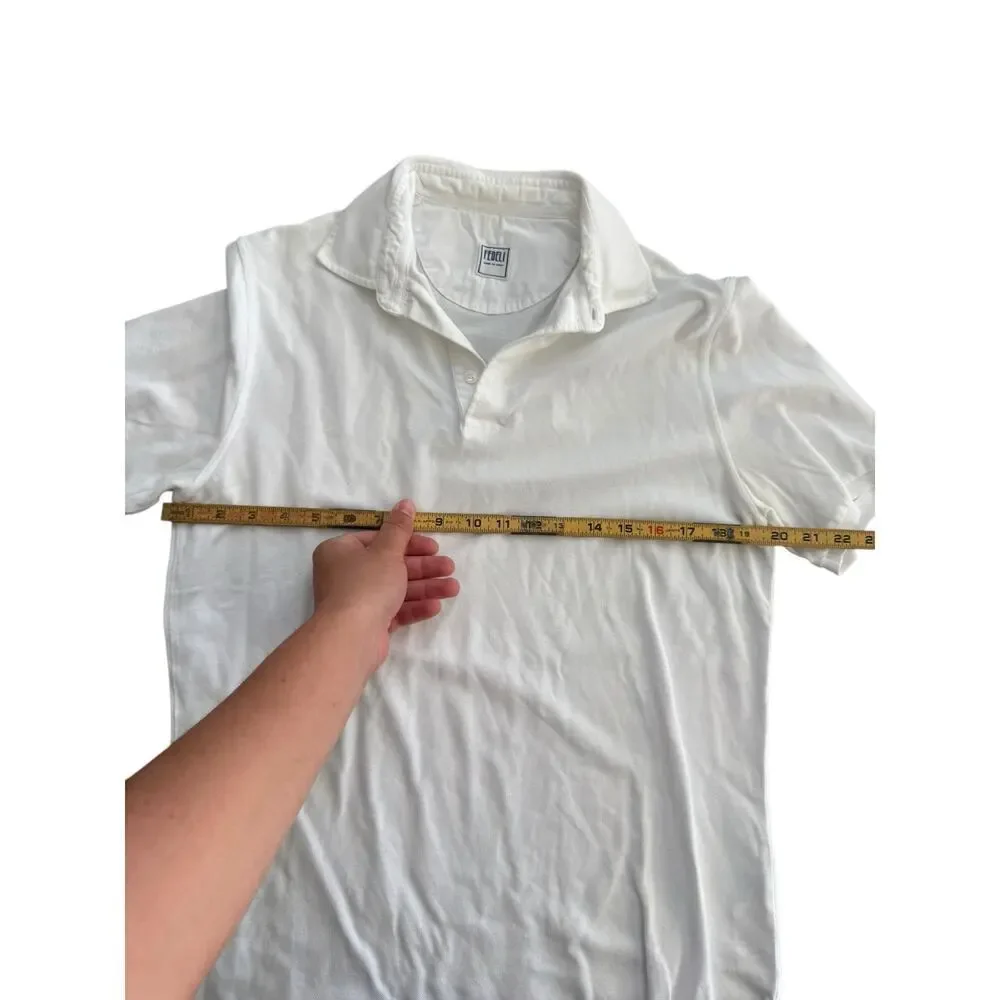 Fedeli Men's White Short Sleeves Button Up Dusty Terry Polo Shirt Size 50 - Picture 6 of 6